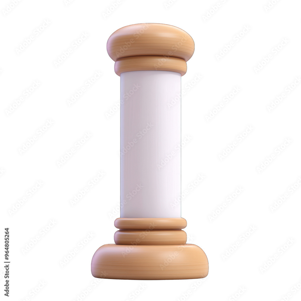 A modern wooden column with a smooth white surface, ideal for architectural designs and interior decor concepts. 3d render A modern wooden column with a smooth white surface, ideal for architectural designs and interior decor concepts. 3d render