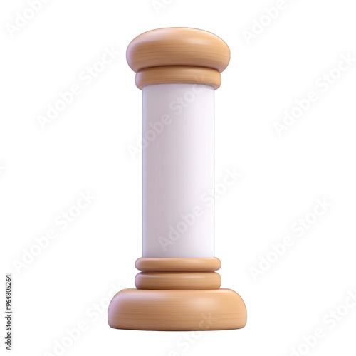 A modern wooden column with a smooth white surface, ideal for architectural designs and interior decor concepts. 3d render