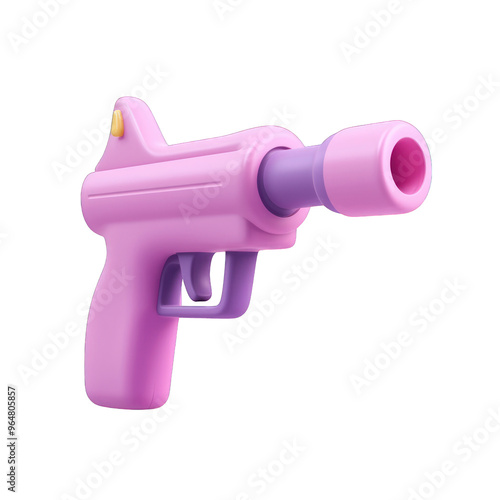 A colorful pink toy gun designed for playful and creative use, perfect for children's activities and imaginative play. 3d render photo