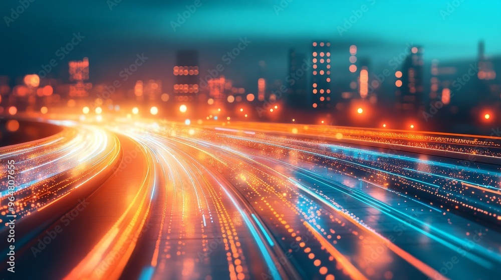 Futuristic traffic analysis, digital road management, glowing urban network Futuristic traffic analysis, digital road management, glowing urban network