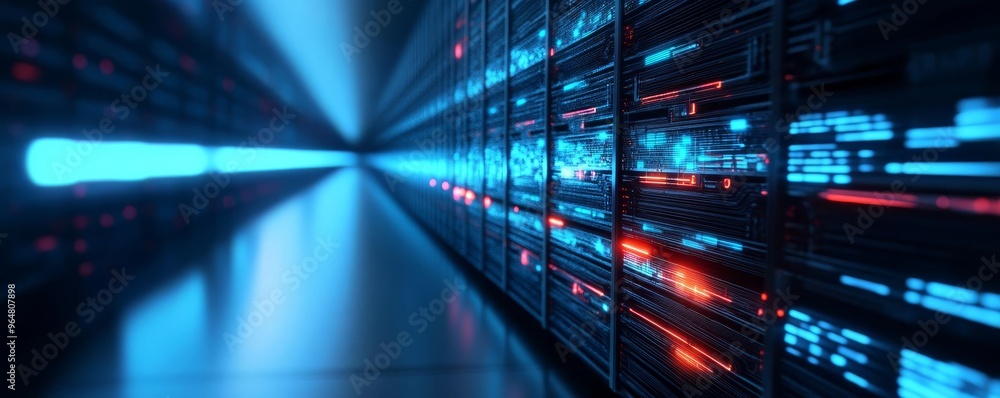 Holographic data storage, digital cloud visualization, futuristic network concept Holographic data storage, digital cloud visualization, futuristic network concept