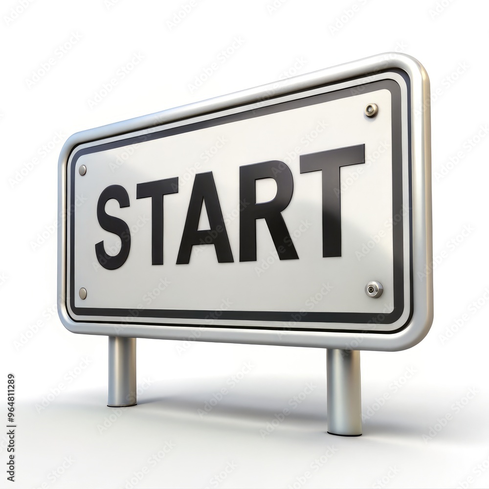 Start sign on a white background indicating the beginning of an activity. Generative AI Start sign on a white background indicating the beginning of an activity. Generative AI