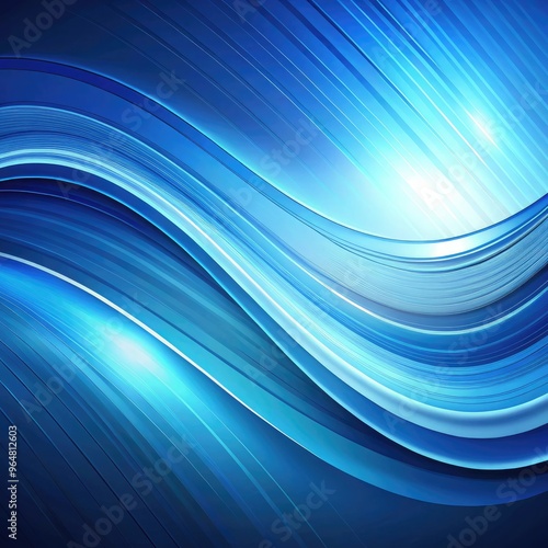 A vibrant blue curved background with smooth lines and gradients creating depth. Generative AI