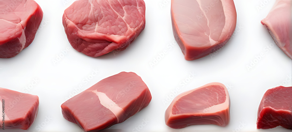 selection fresh raw meat white background including beef pork lamb selection fresh raw meat white background including beef pork lamb