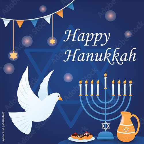 vector happy hanukkah horizontal banner