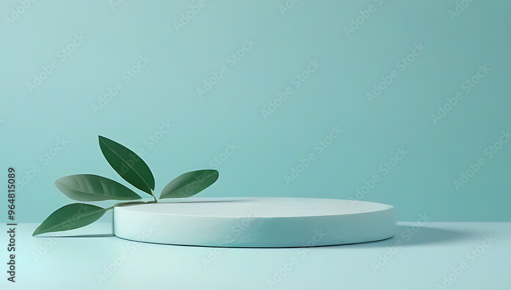 abstract stone podium green leaves pastel blue background product display mockup rendering mockup abstract stone podium green leaves pastel blue background product display mockup rendering mockup