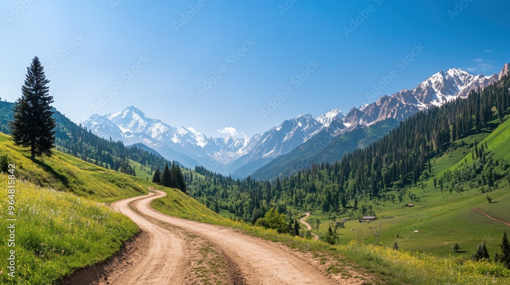 Mountainous Landscape with Winding Road Mountainous Landscape with Winding Road