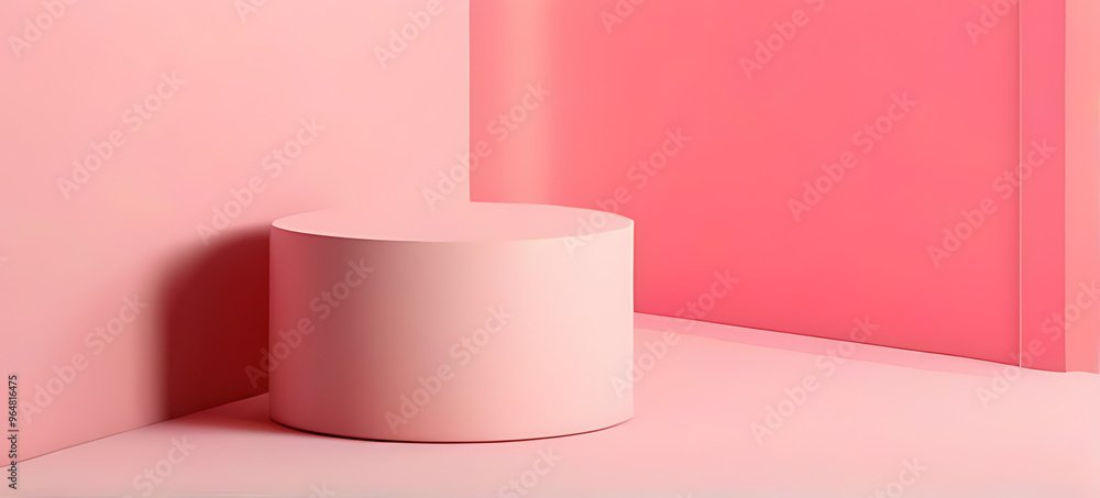 modern pastel pink platforms geometric shapes displaying cosmetic products rendered mockup modern pastel pink platforms geometric shapes displaying cosmetic products rendered mockup