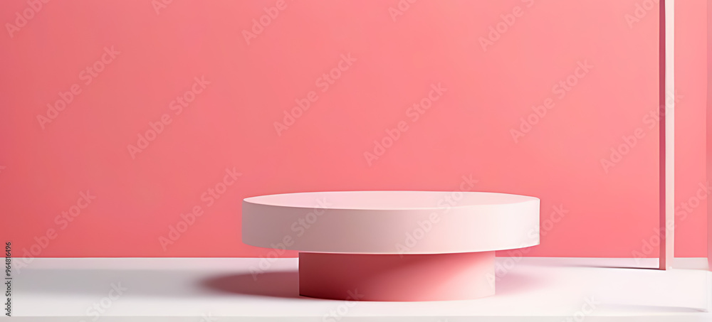 modern pastel pink platforms geometric shapes displaying cosmetic products rendered mockup modern pastel pink platforms geometric shapes displaying cosmetic products rendered mockup
