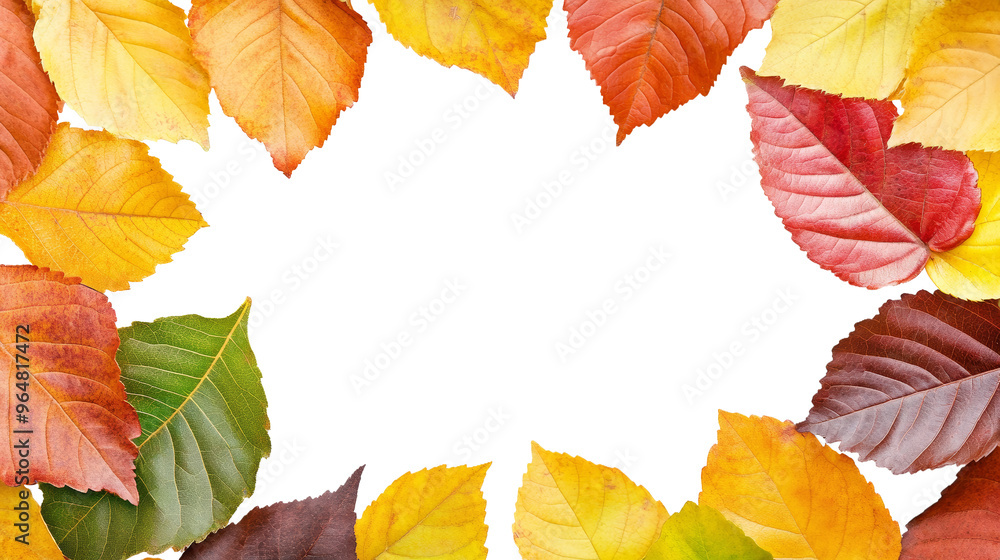 Obraz premium Autumn Leaves Border Frame with Transparent Background