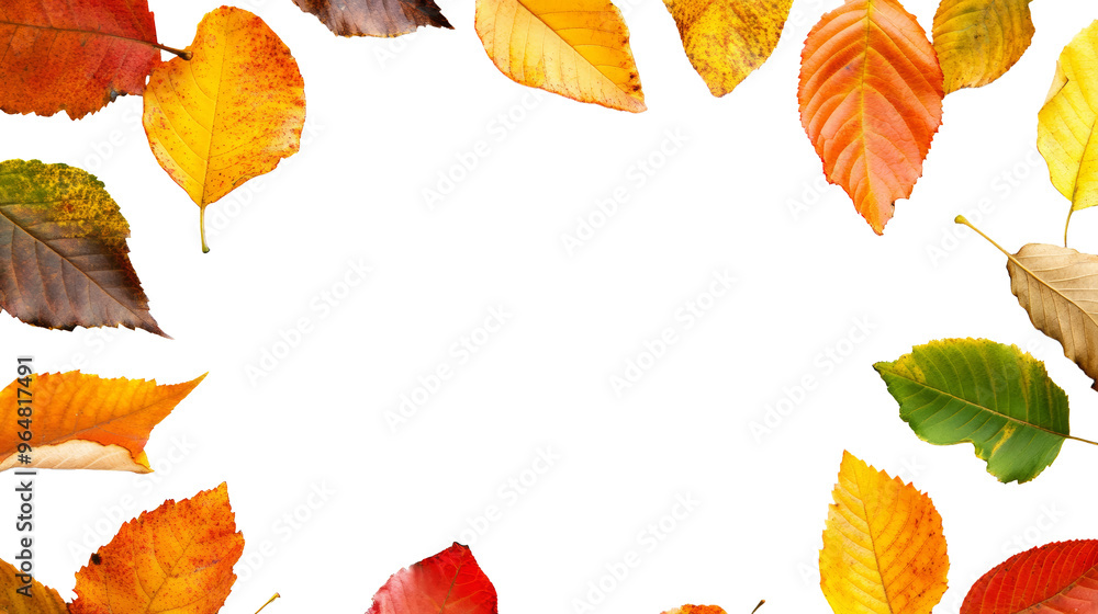 Obraz premium Autumn Leaves Border Frame with Transparent Background