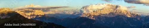 Evening panoramic view of mount Civetta and mount Pelmo