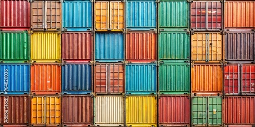 Colorful shipping container tiles collection at a standard scale. Generative AI