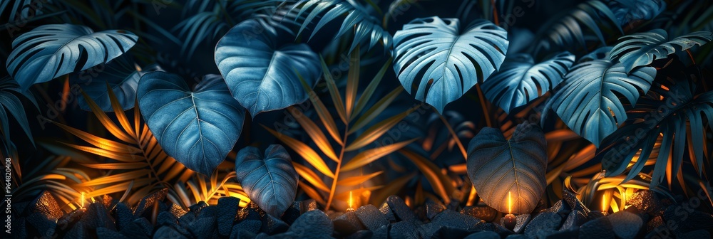 lush palm leaves on a dark background for tropical and exotic design projects lush palm leaves on a dark background for tropical and exotic design projects