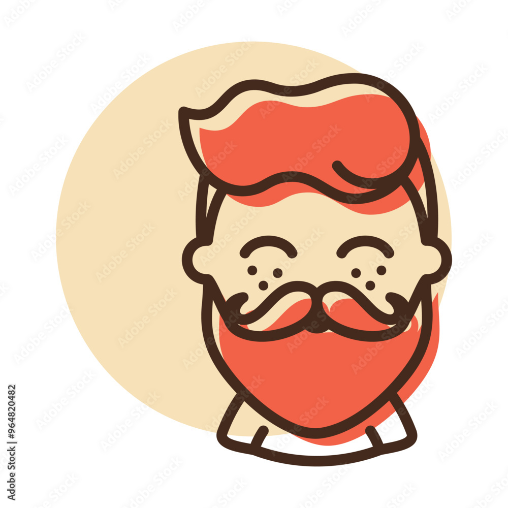 Bearded man's face vector icon. Hipster character Bearded man's face vector icon. Hipster character