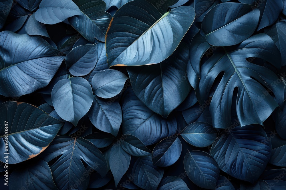 Nature concept background: dark tropical leaves in abstract black texture Nature concept background: dark tropical leaves in abstract black texture