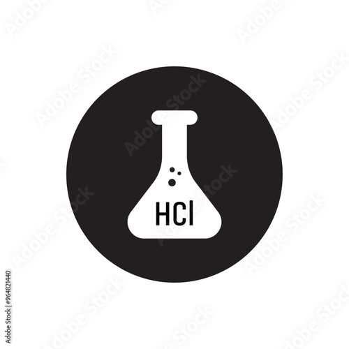 Laboratory glass with HCl