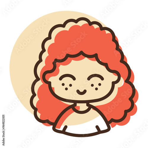 Woman girl with curly hairstyle vector icon