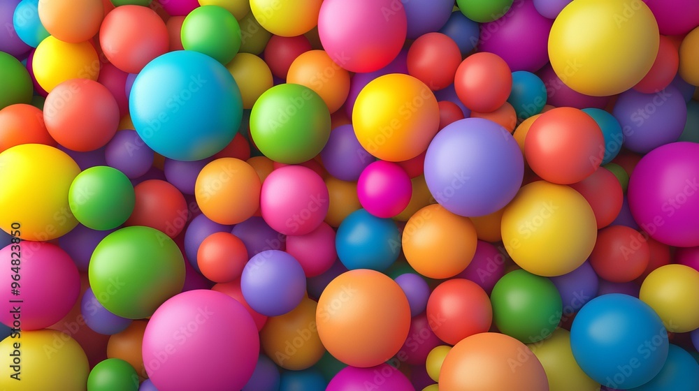 Background with many colorful random spheres. A large pile of rainbow-colored matte soft balls in different sizes. Vector background with separate gradient meshes. Background with many colorful random spheres. A large pile of rainbow-colored matte soft balls in different sizes. Vector background with separate gradient meshes.