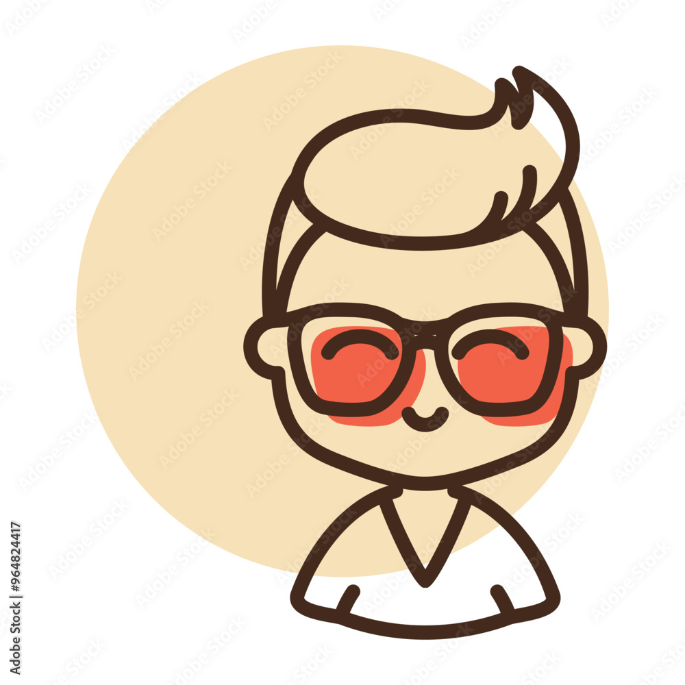 Man character face avatar in glasses vector icon Man character face avatar in glasses vector icon