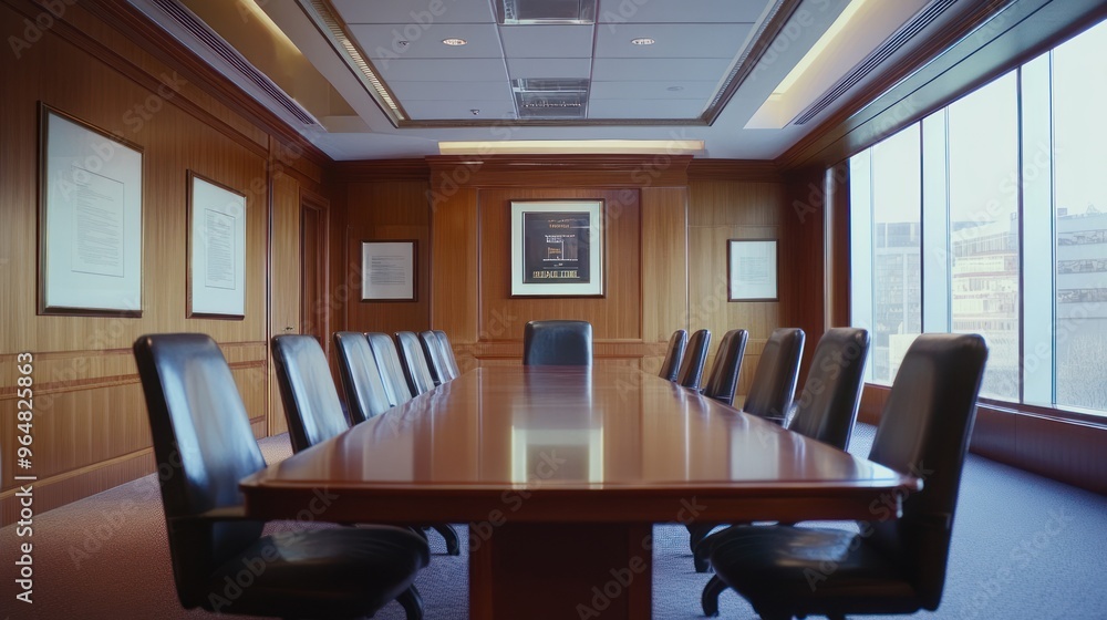 Boardroom Interior with Wooden Furnishings Boardroom Interior with Wooden Furnishings