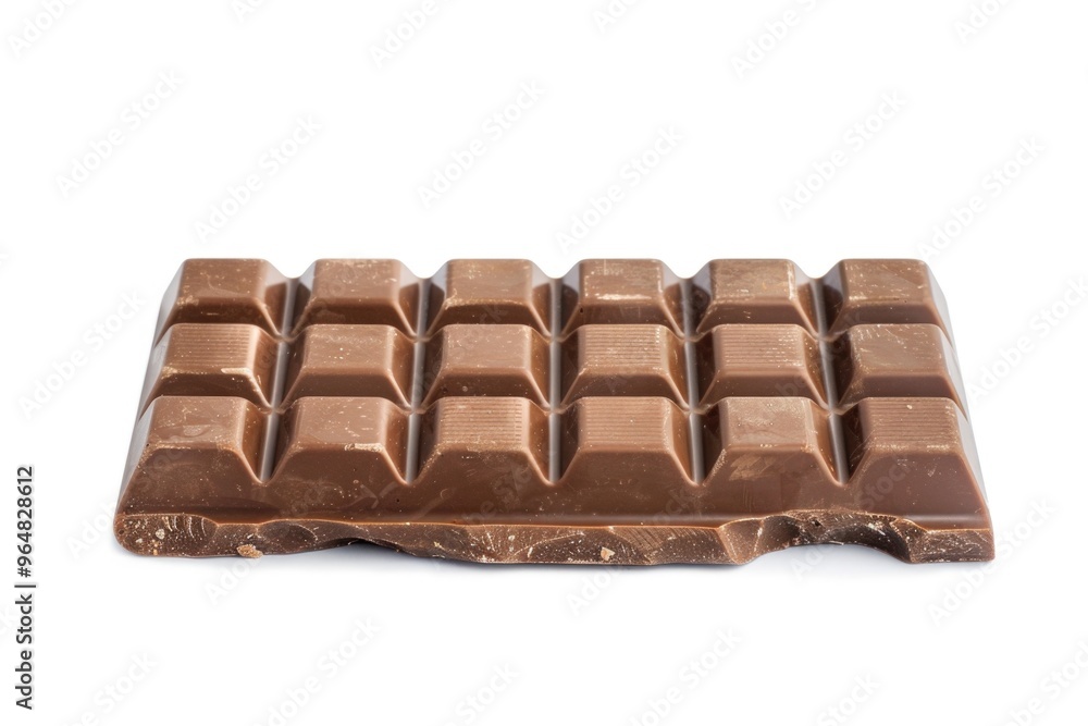 A close-up view of a chocolate bar on a white background