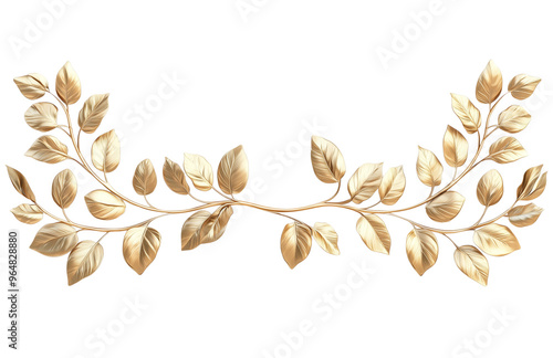 A golden leaves frame isolated golden elements for a wedding invitation card or other design on a transparent background png