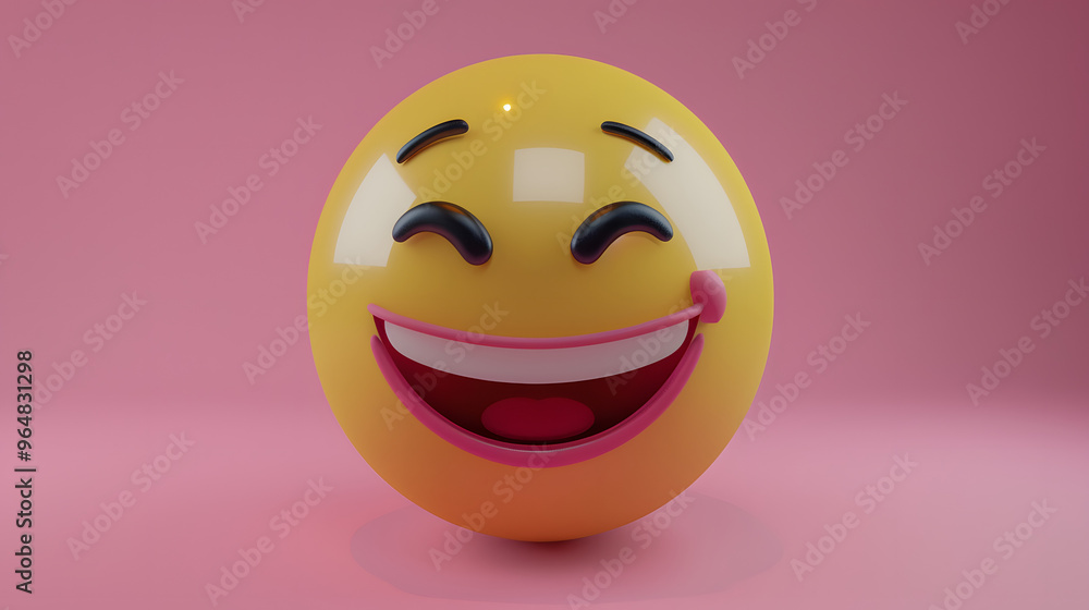 Loving eyes and mouth emoji expression on pink background