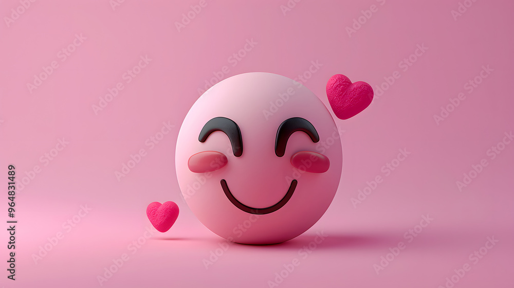 Loving eyes and mouth emoji expression on pink background Loving eyes and mouth emoji expression on pink background