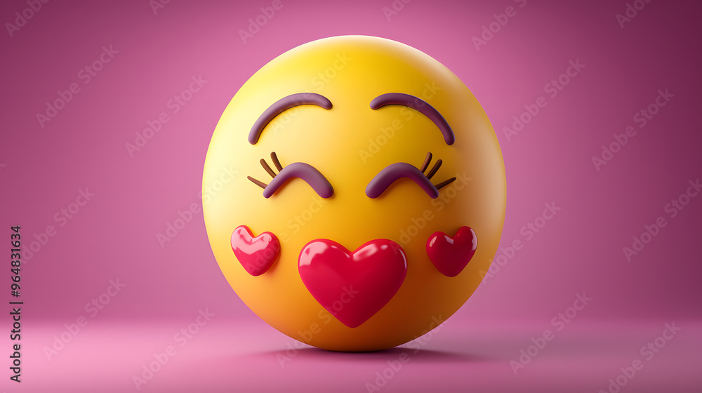 Loving eyes and mouth emoji expression on purple background Loving eyes and mouth emoji expression on purple background