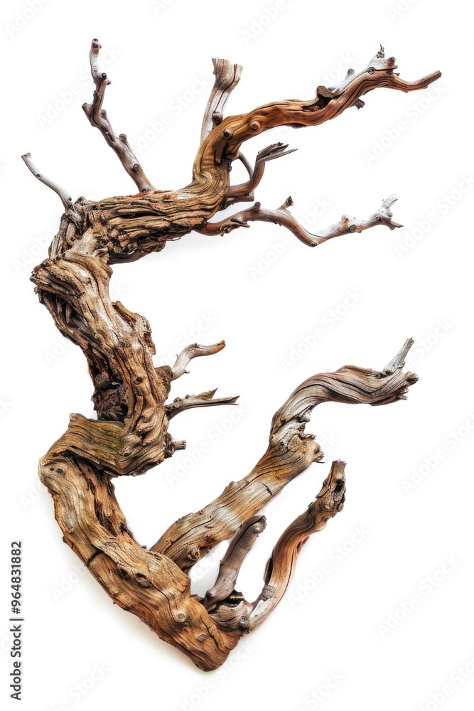 Obraz premium A detailed view of a tree branch against a white background, ideal for use in design and photography projects