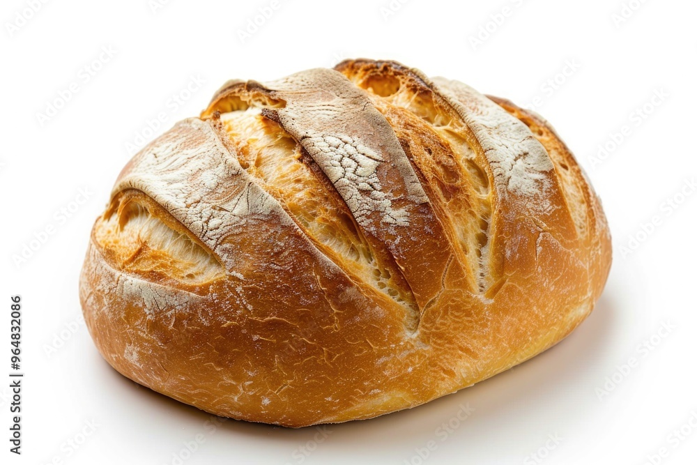 A single loaf of bread placed on a clean white surface, ideal for food photography and branding A single loaf of bread placed on a clean white surface, ideal for food photography and branding