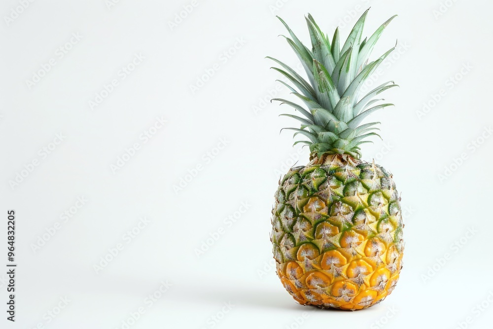 A single pineapple sitting on a white background A single pineapple sitting on a white background