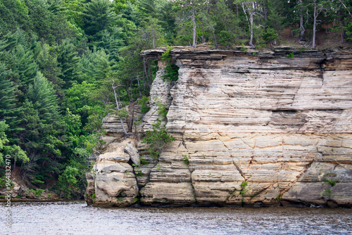 Bluffs of  Cambrian sandstone  along the Wisconsin River in the Wisconsin Dells.