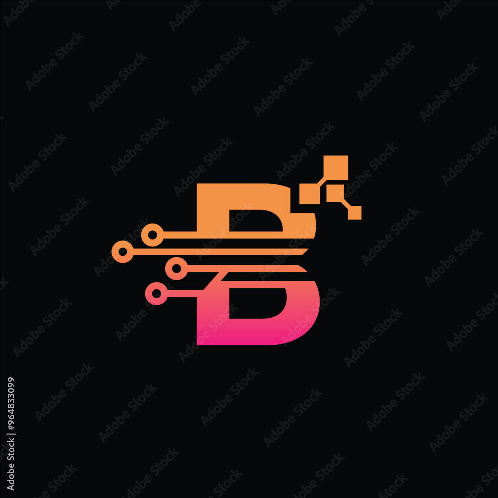 Digital initial letter B logo, B tech logo design template - vector Digital initial letter B logo, B tech logo design template - vector