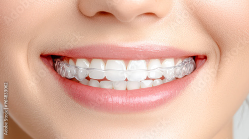 Symbolic Image for Dental Care and Oral Hygiene A Close-up of Perfectly White Teeth Brushed with Care Highlighting the Importance of Regular Dentist Visits and Mouth Health