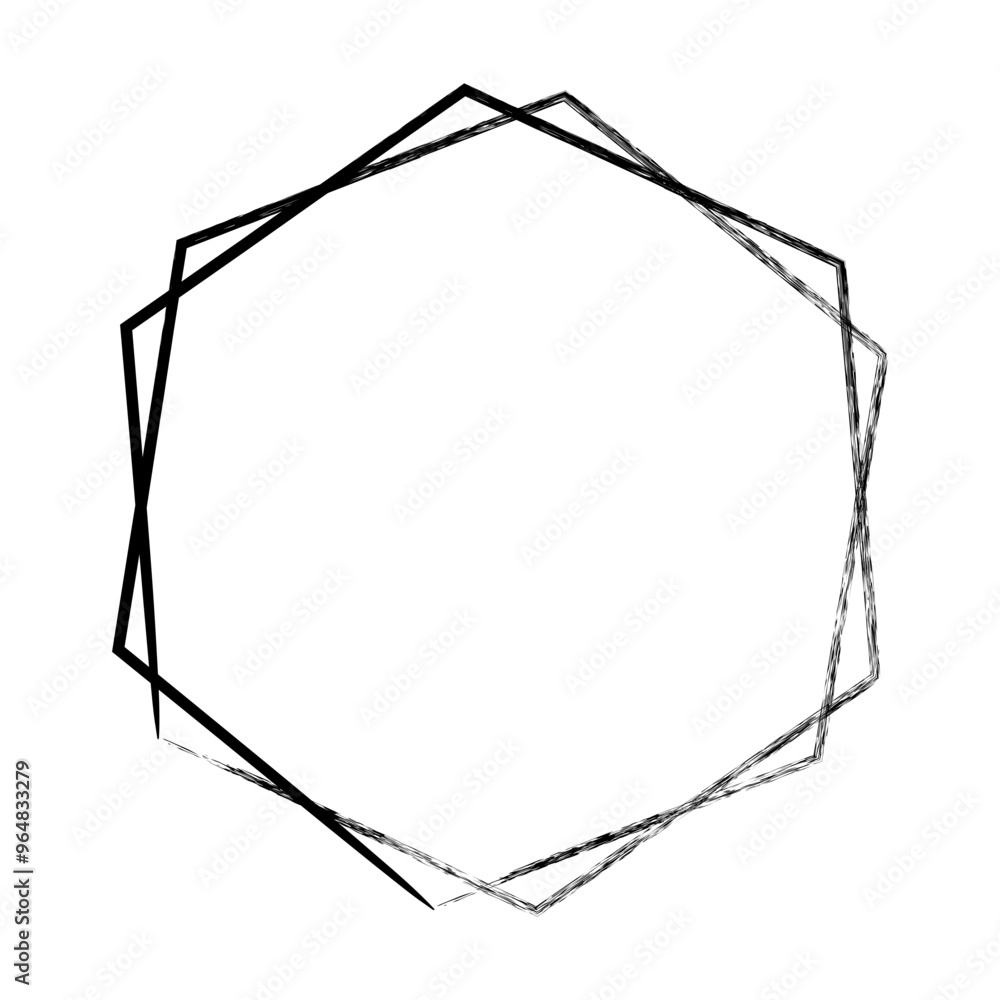 Hexagon grunge texture element frame border shape icon for decorative vintage doodle for design in vector illustration Hexagon grunge texture element frame border shape icon for decorative vintage doodle for design in vector illustration