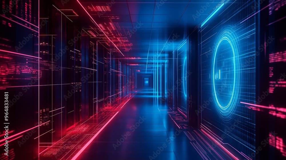 digital city with glowing light lines