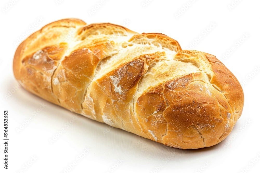 A close-up shot of a loaf of bread on a white surface, perfect for food-related images and recipes
