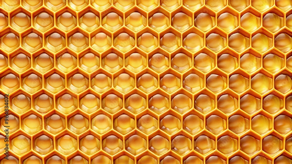 Golden honeycomb cells macro texture with glossy honey Golden honeycomb cells macro texture with glossy honey