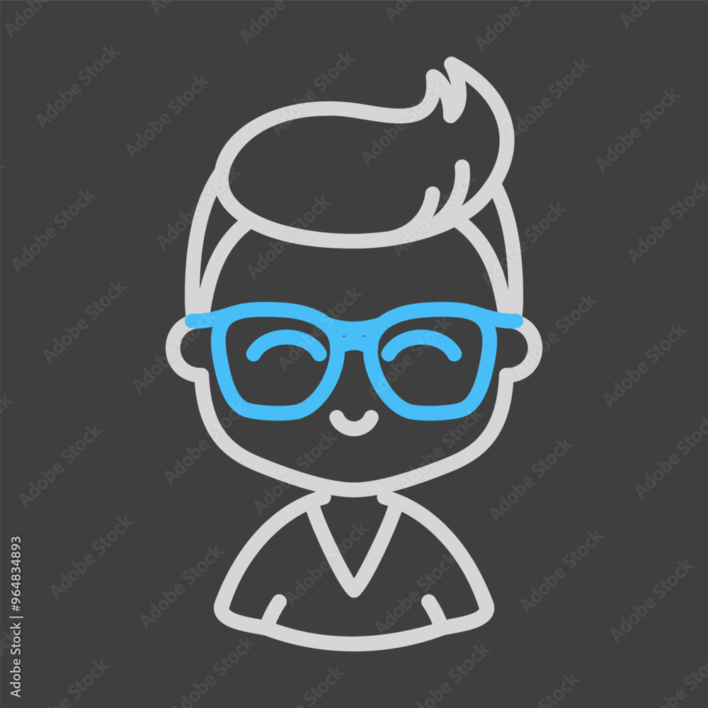 Man character face avatar in glasses vector icon Man character face avatar in glasses vector icon
