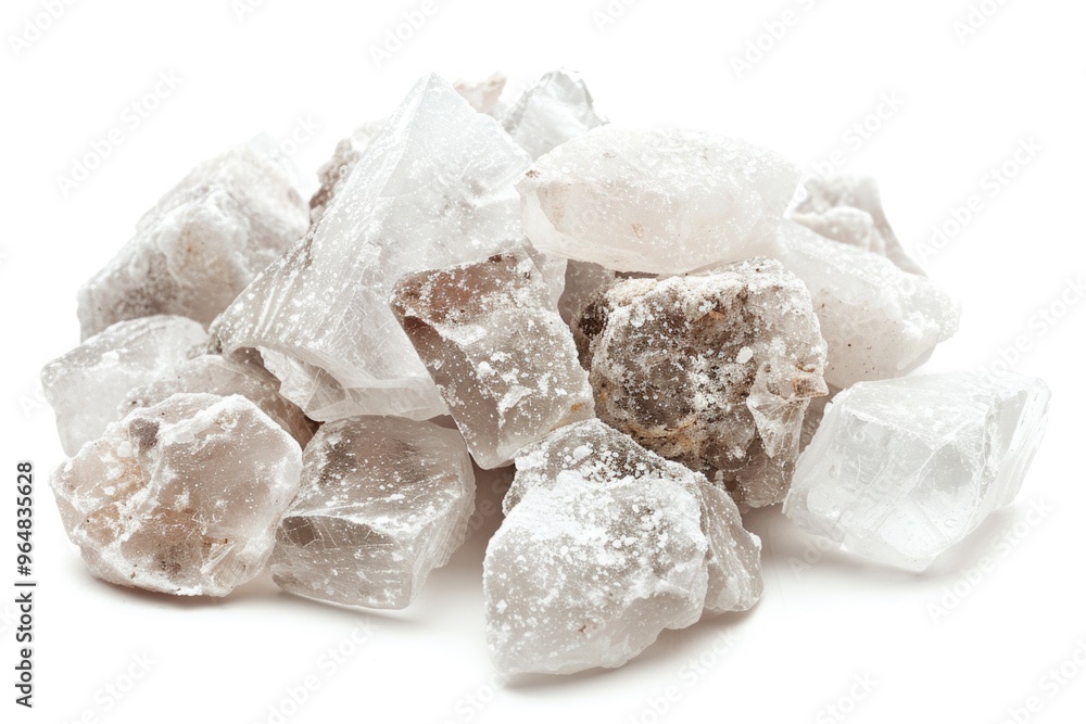A pile of sugar crystals on a white surface A pile of sugar crystals on a white surface