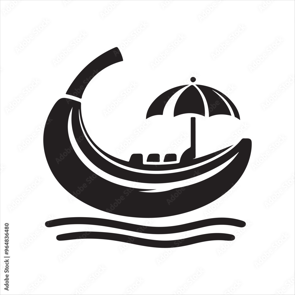 Banana Boat Silhouette Vector Art for Logos and Designs Banana Boat Silhouette Vector Art for Logos and Designs