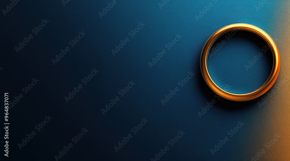 Gold ring glowing on a dark blue background Gold ring glowing on a dark blue background