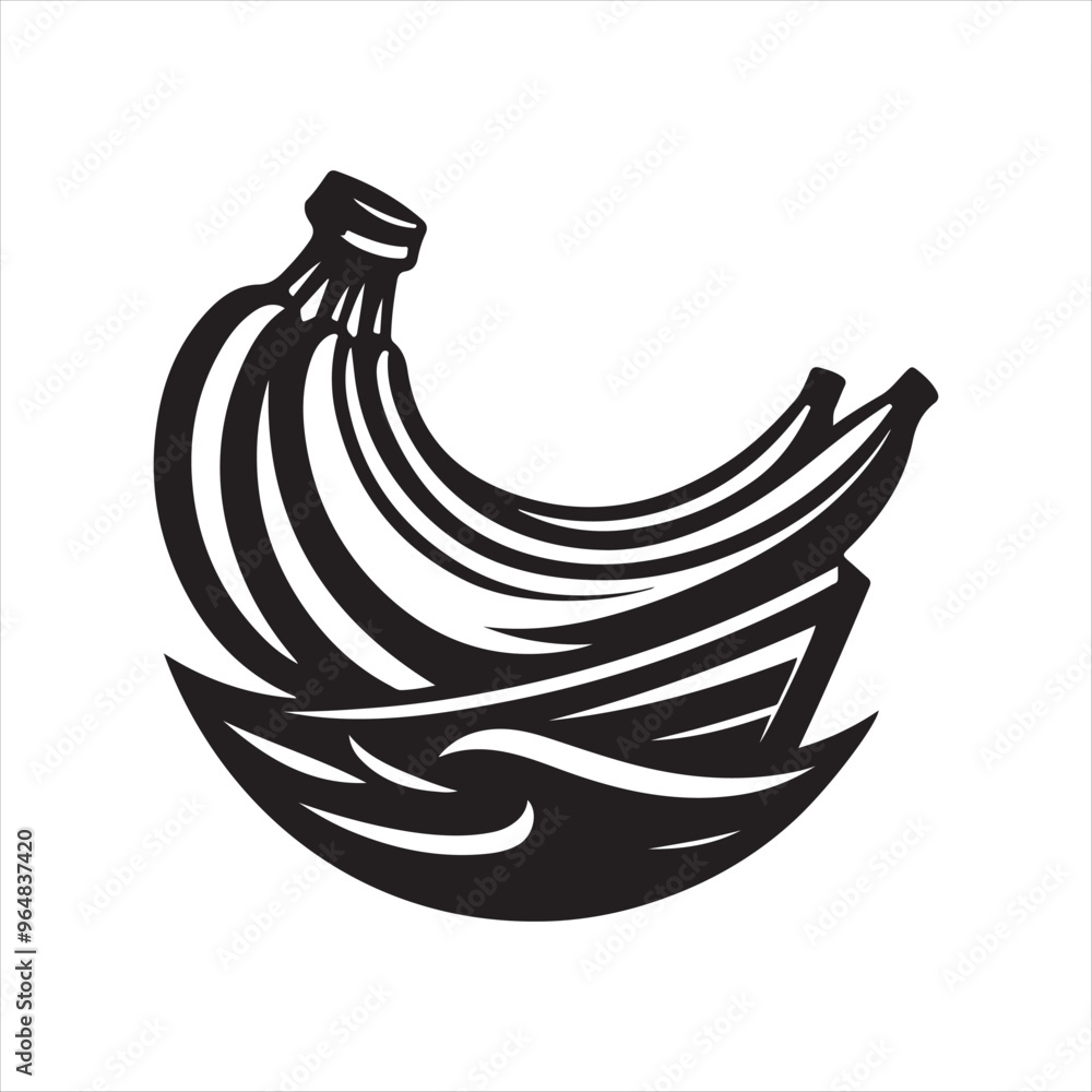 Banana Boat Silhouette Vector Art for Logos and Designs Banana Boat Silhouette Vector Art for Logos and Designs