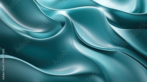 Abstract Teal Wavy Surface with Subtle Texture photo