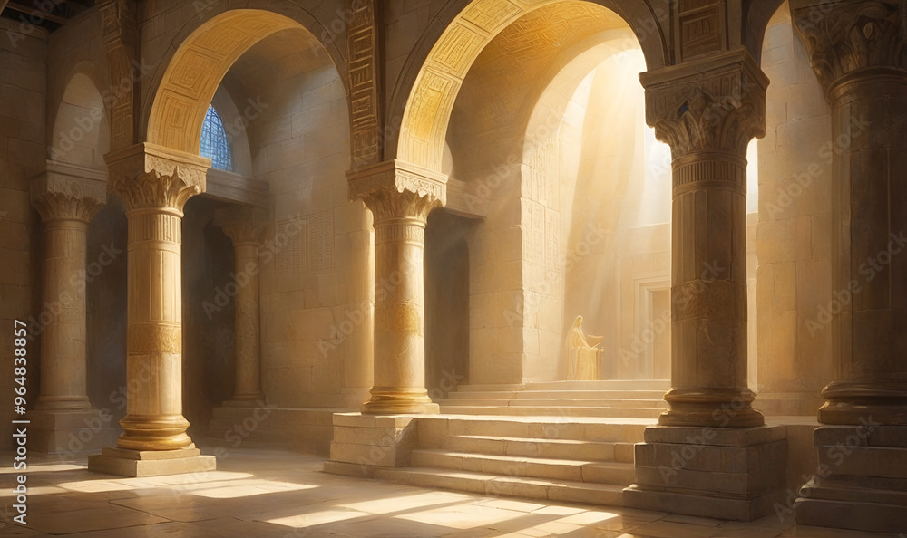 Fototapeta premium The Bible on the altar in the Jerusalem temple, flooded with divine light