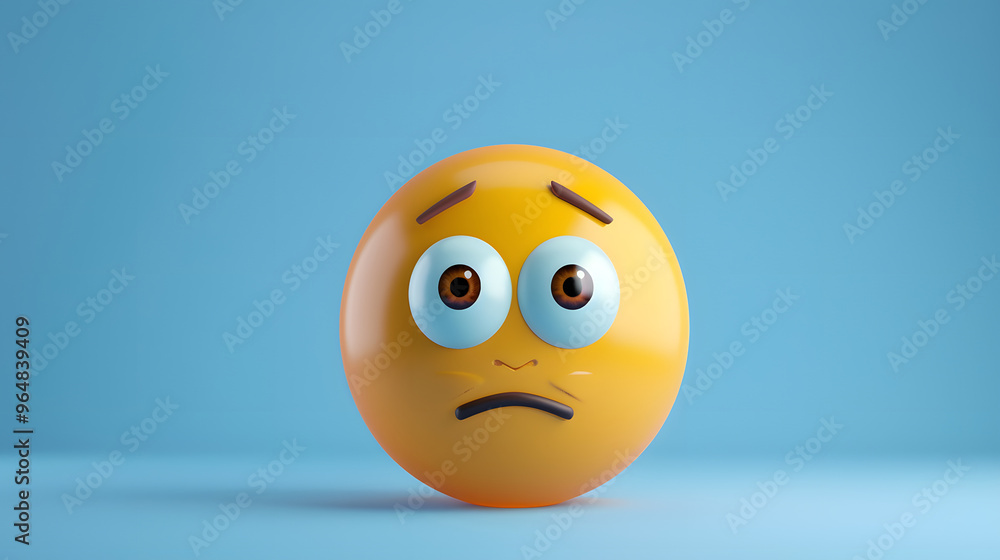 Nervous eyes and mouth emoji expression on blue background Nervous eyes and mouth emoji expression on blue background