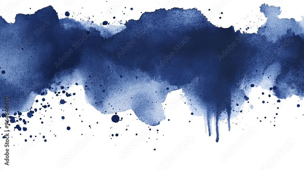 Obraz premium An illustration of a watercolor strip featuring a dirty indigo wall with brush strokes and a white tie dye background