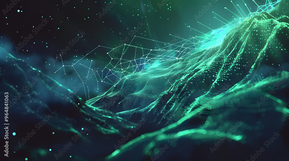 Northern lights display where auroras form into floating GUI interfaces and stars align into constellation networks Northern lights display where auroras form into floating GUI interfaces and stars align into constellation networks